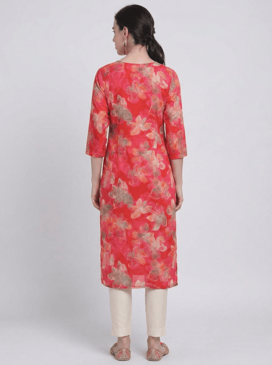 Floaral printed Kurta A-line view 3