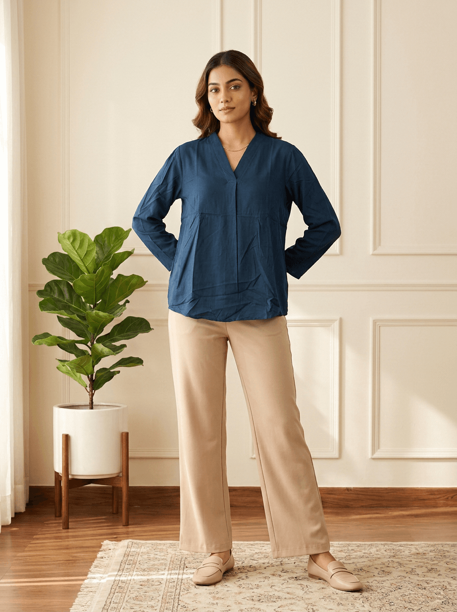 Plain Long Sleeve Tunic Top